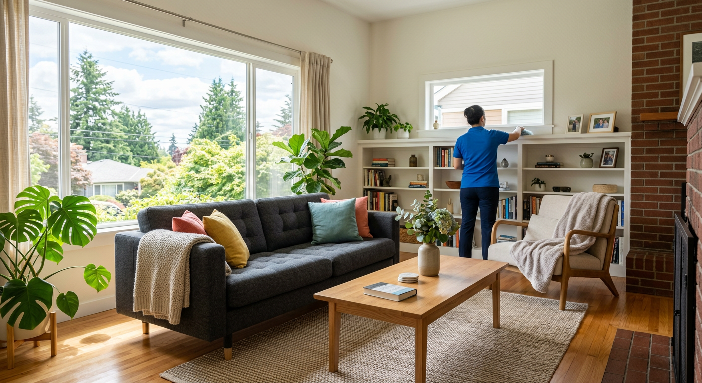 Bright, freshly cleaned living room in a Seattle home